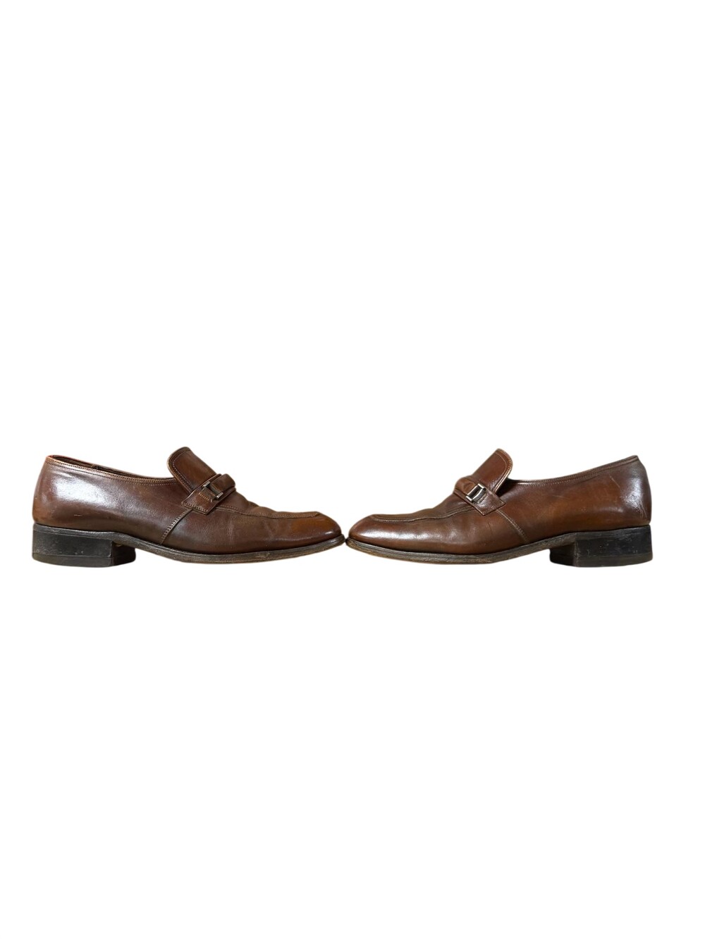 Vintage 80s Florsheim Dress Shoe loafer Mens Size 8.5 Brown Leather Square Toe